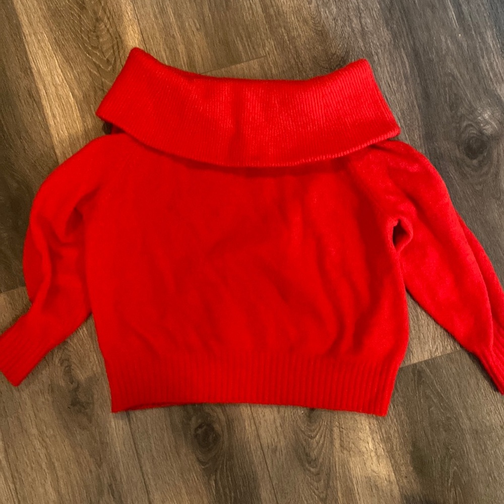 Off shoulder red sweater